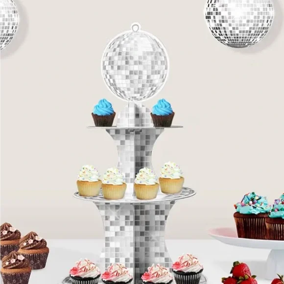 Disco Cupcake Stand 3tier silver glitter - Picture 4 of 4